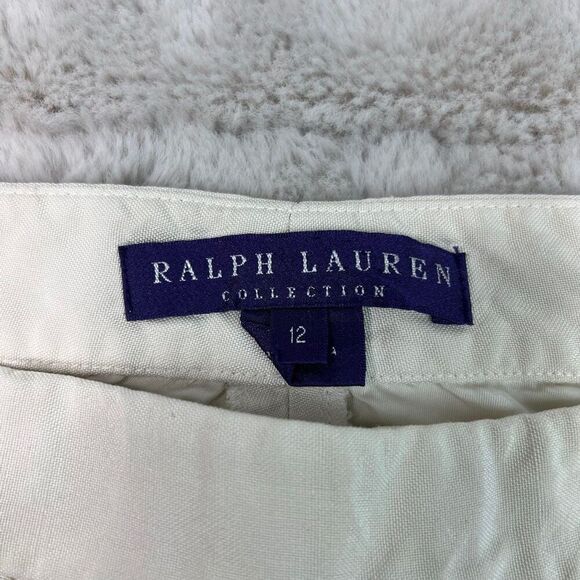 Ralph Lauren PURPLE LABEL Cream Pants 100% Silk Womens Size 12 Made in USA - Picture 3 of 15